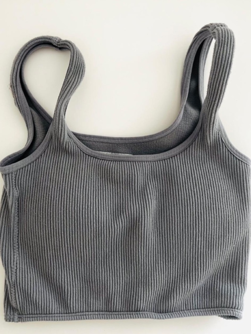 Forever 21 Ribbed Crop Top with Built-In Padding Charcoal Grey - Size Small